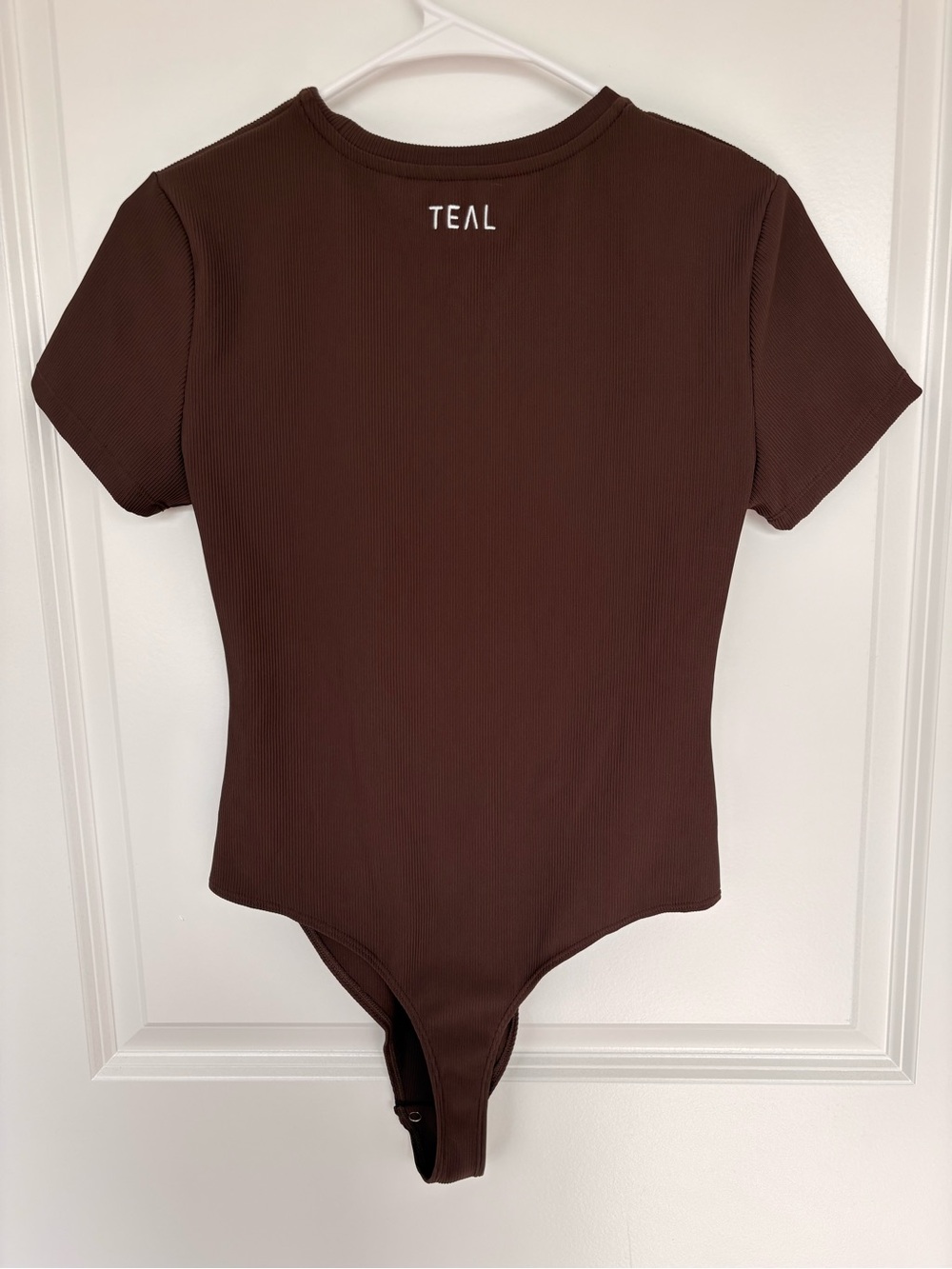 Active by TEAL Brown Ribbed Short Sleeve Bodysuit XXL